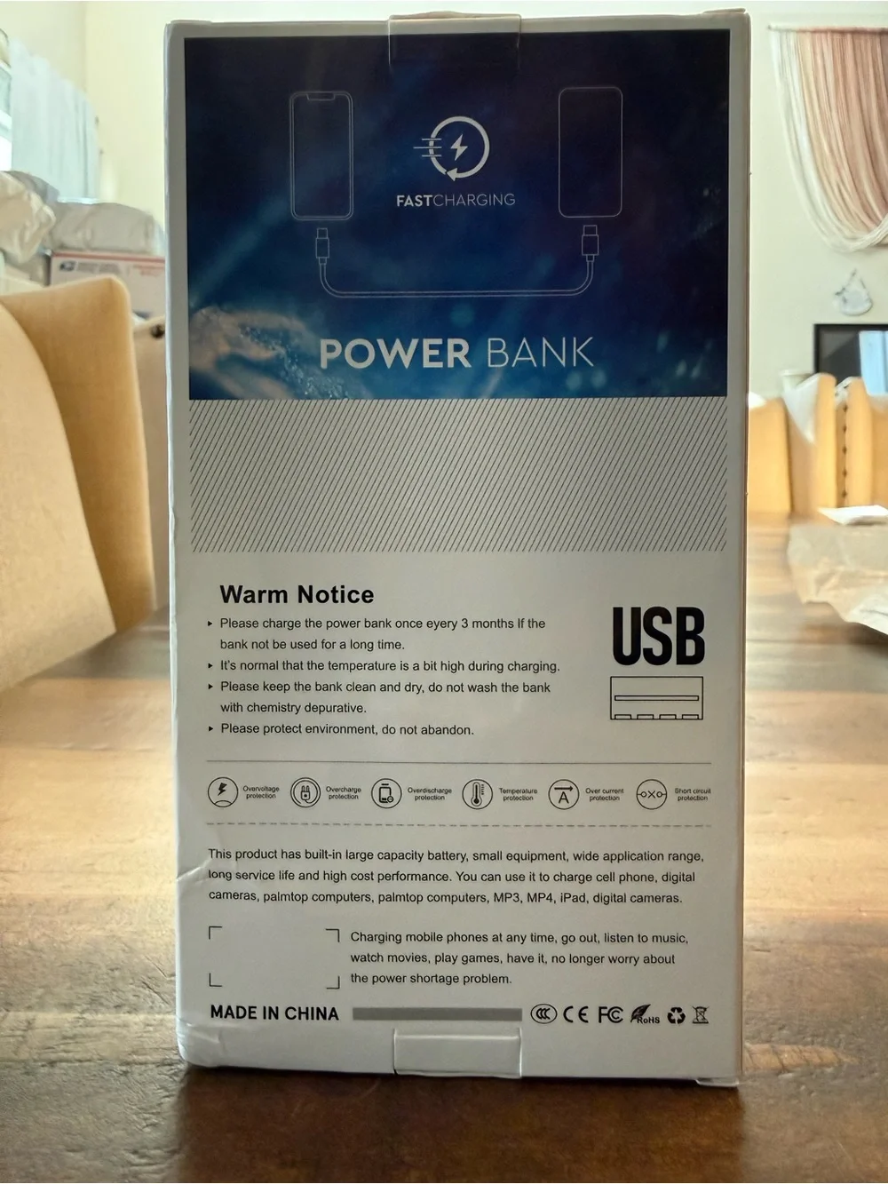 LADAPU Solar Power Bank with Red Wrist Strap